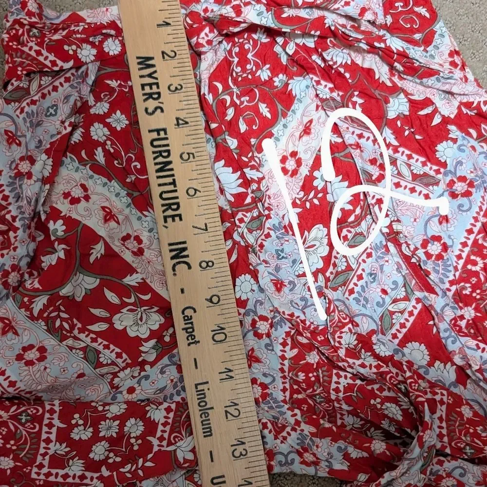 NWT Who I am side slit pants paisley novelty print size 8 beachy boho coverup